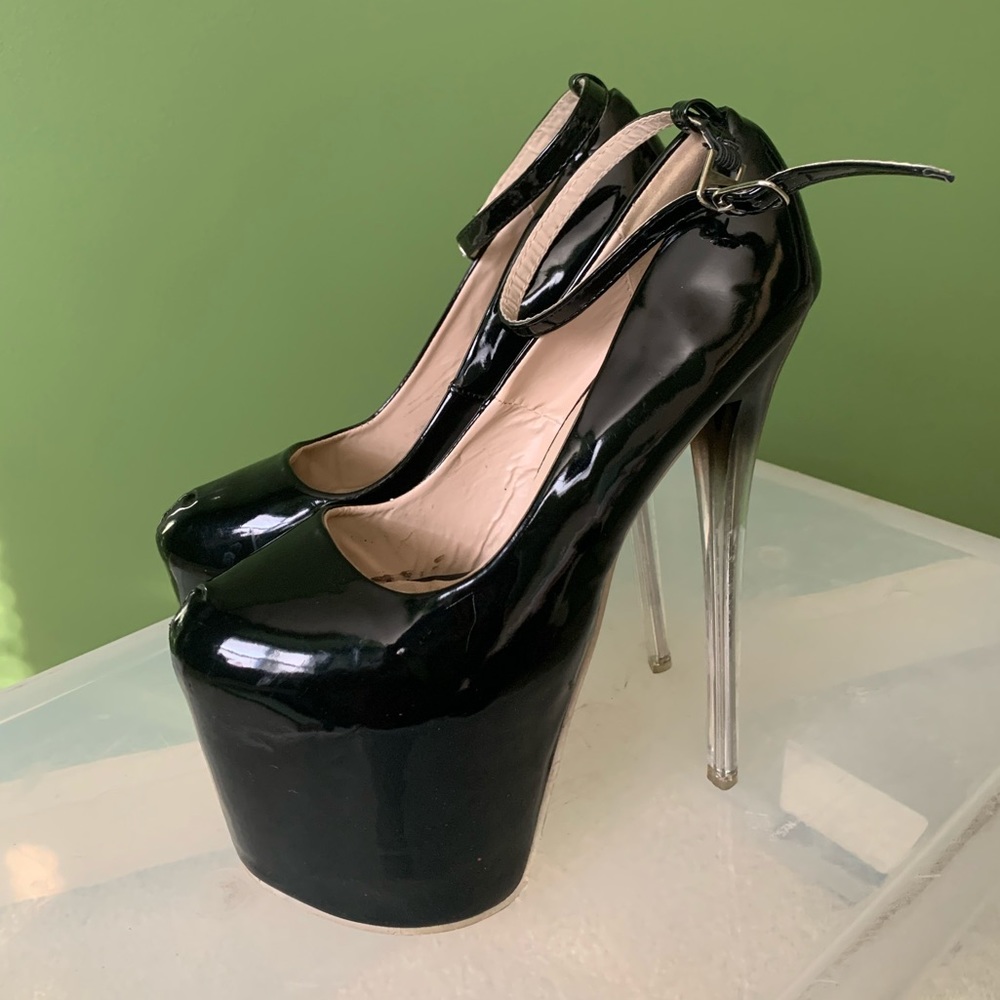 Sexy Patent Leather Platform Heels Size 8